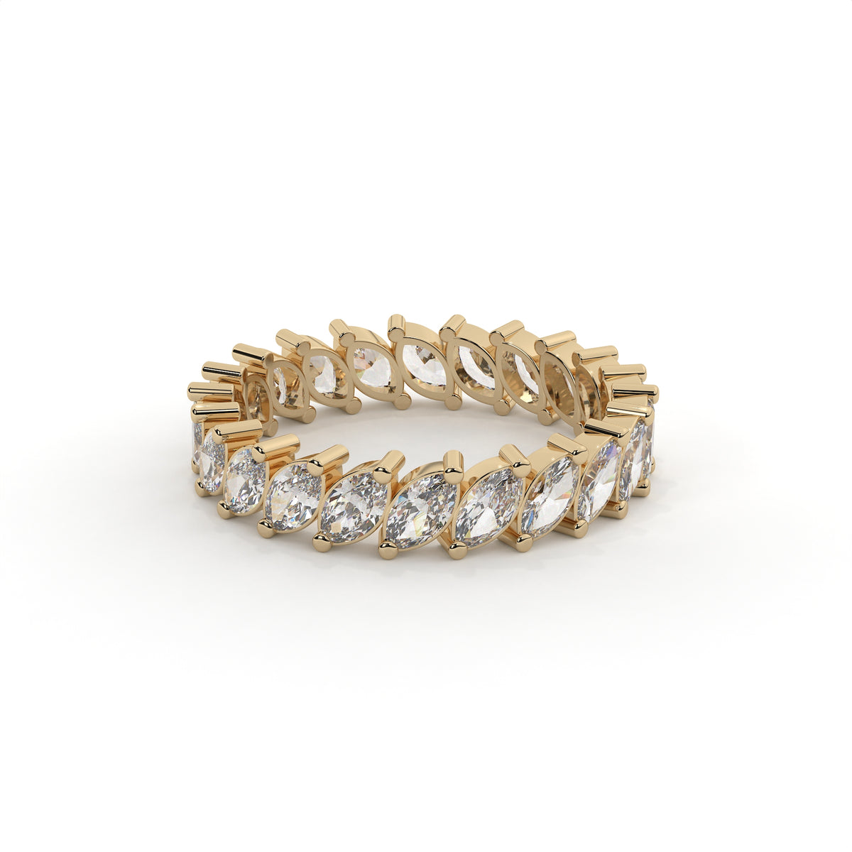 Gold bracelet with clear gemstones on a white background