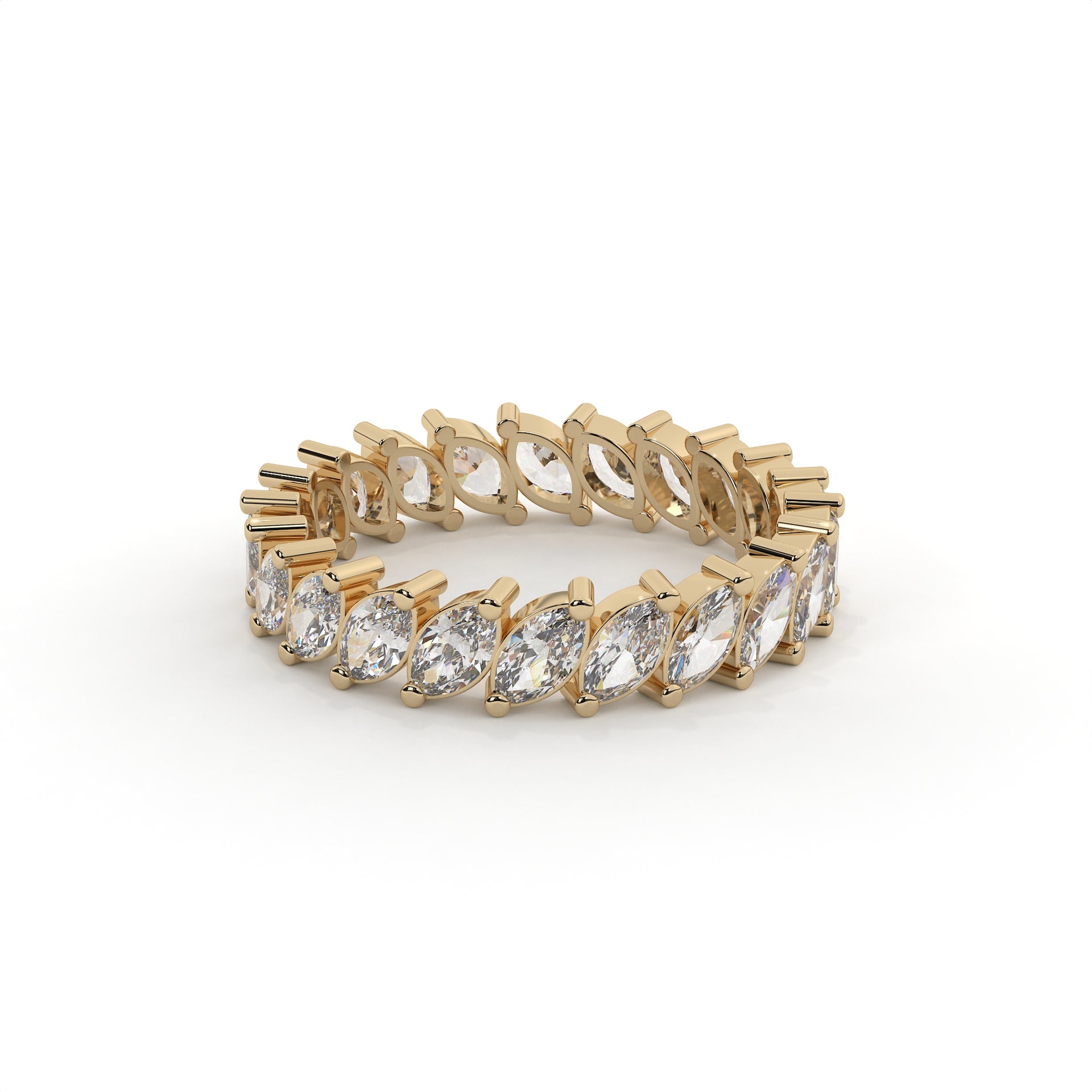 Gold bracelet with clear gemstones on a white background