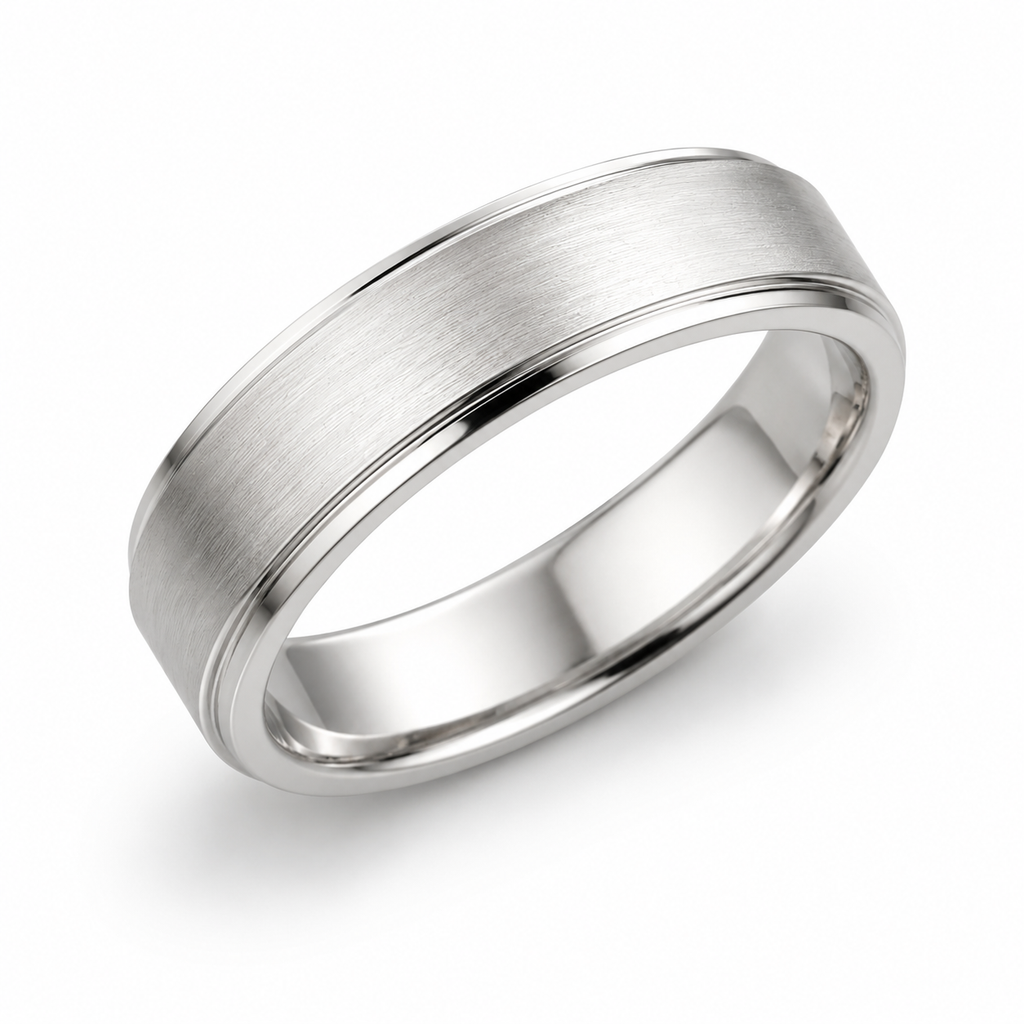 5.5 mm High Polish center with beveled edges ring for men