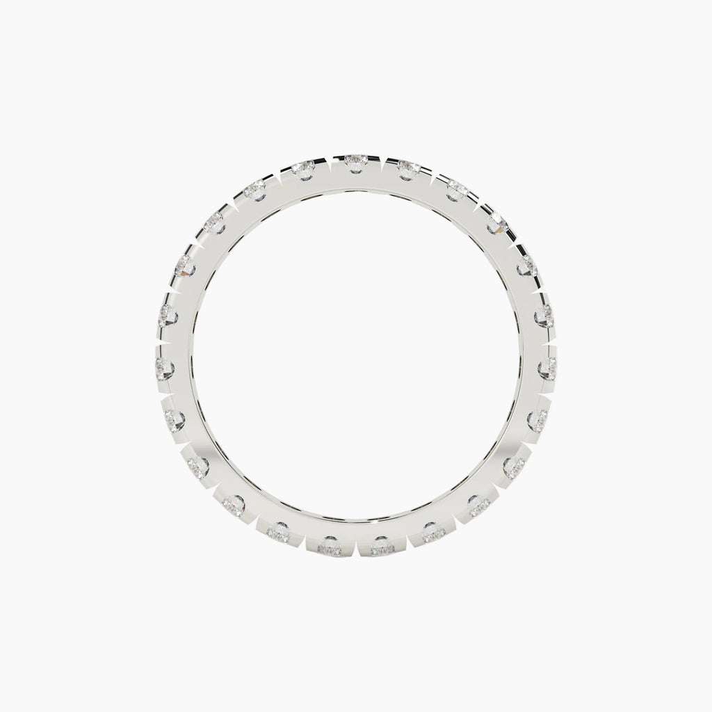 Silver ring with small stones on a white background