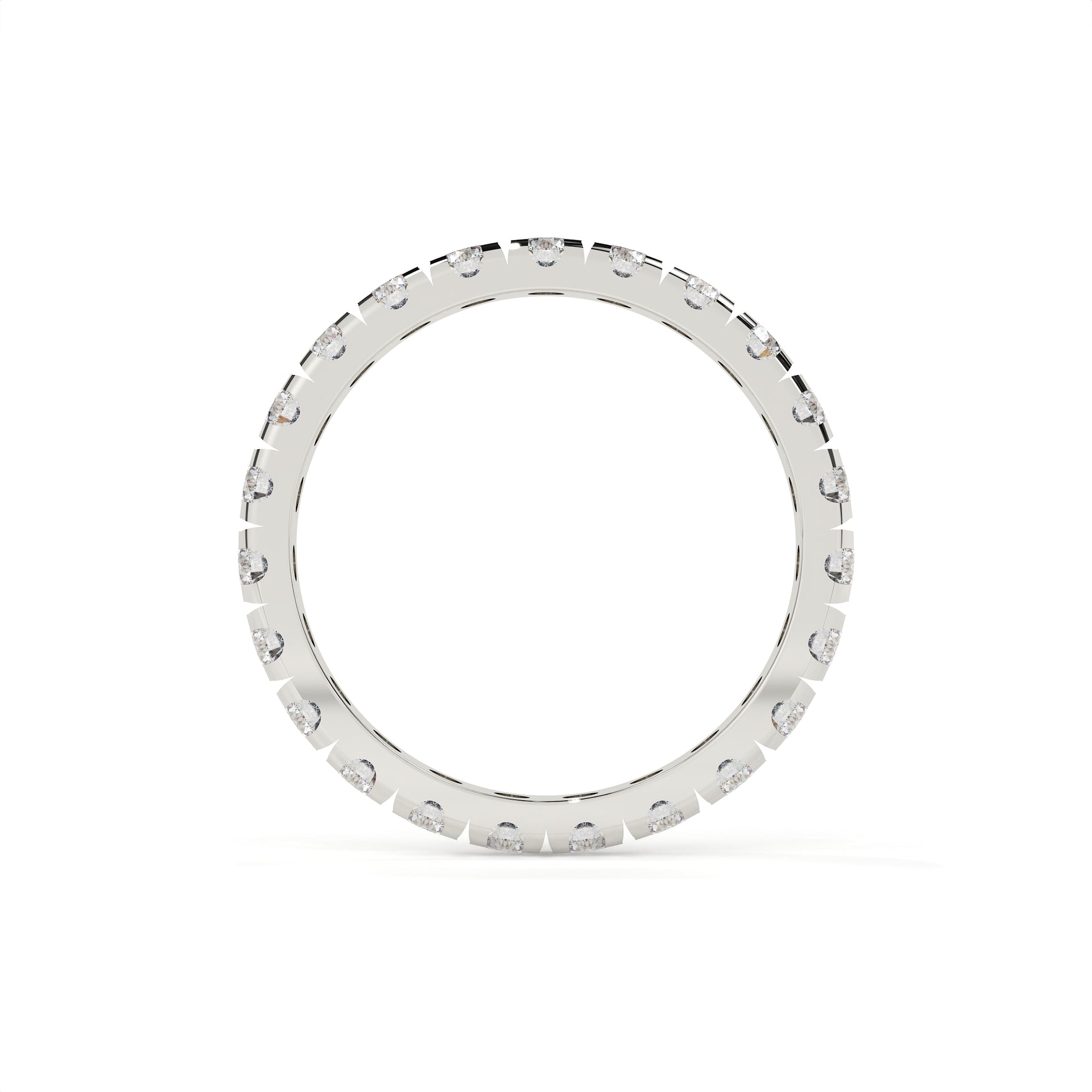Silver ring with small stones on a white background