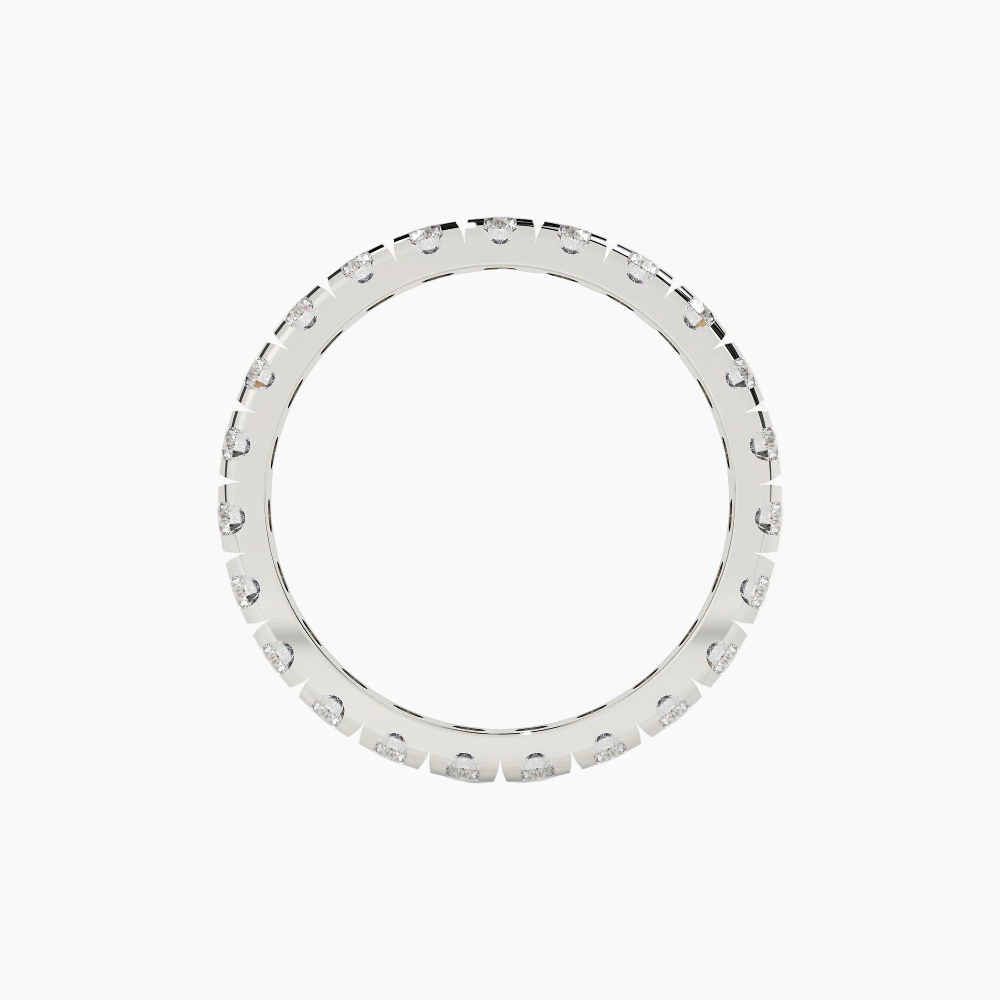 Silver ring with small stones on a white background