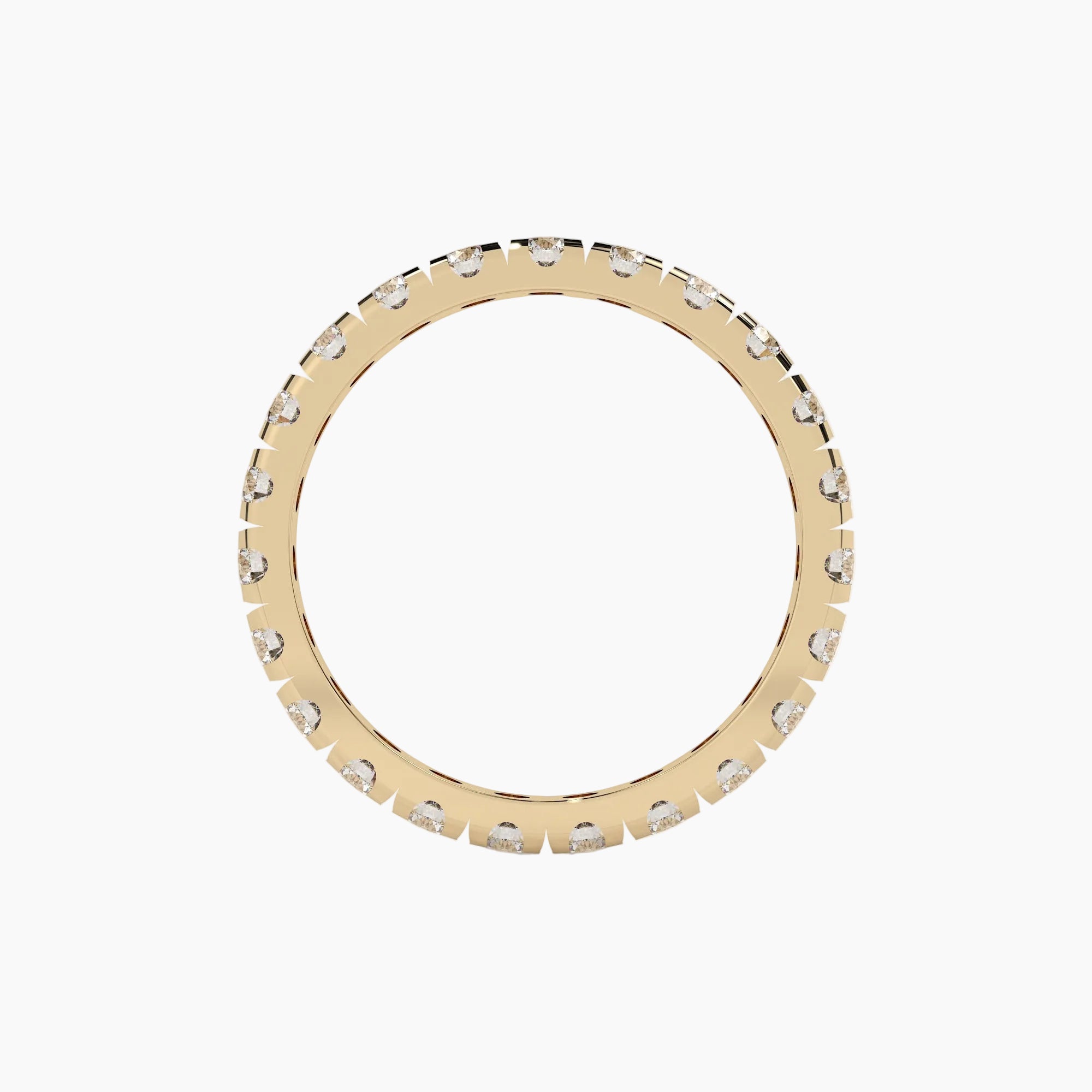 Gold ring with small diamonds on a white background