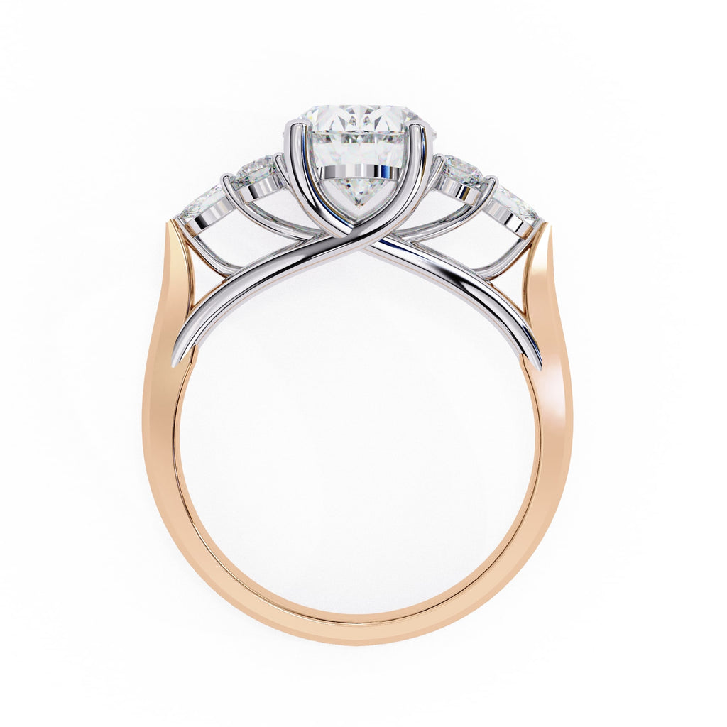 2.5 Carat Oval Cut Lab Grown Diamond Side Stone Ring