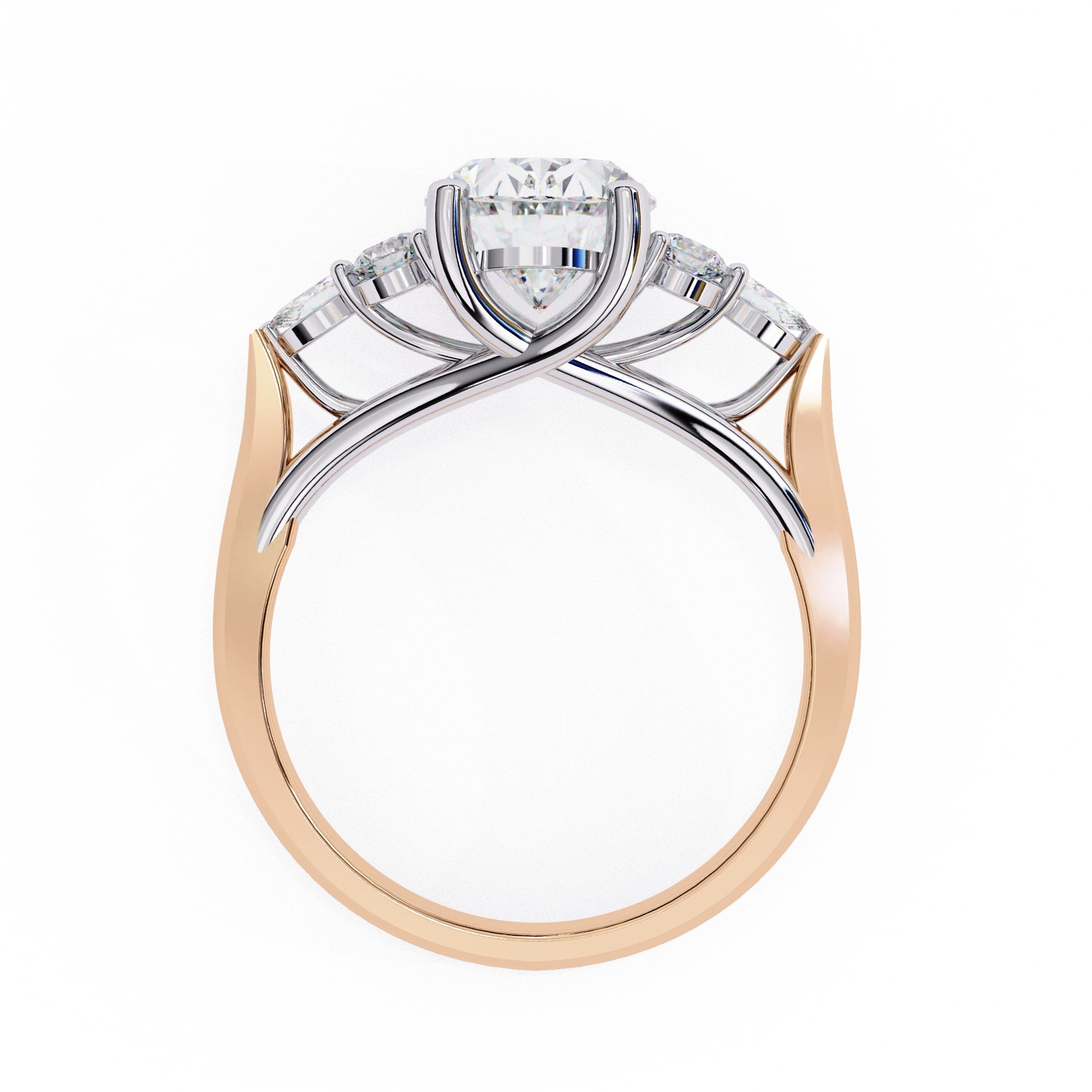 2.5 Carat Oval Cut Lab Grown Diamond Side Stone Ring
