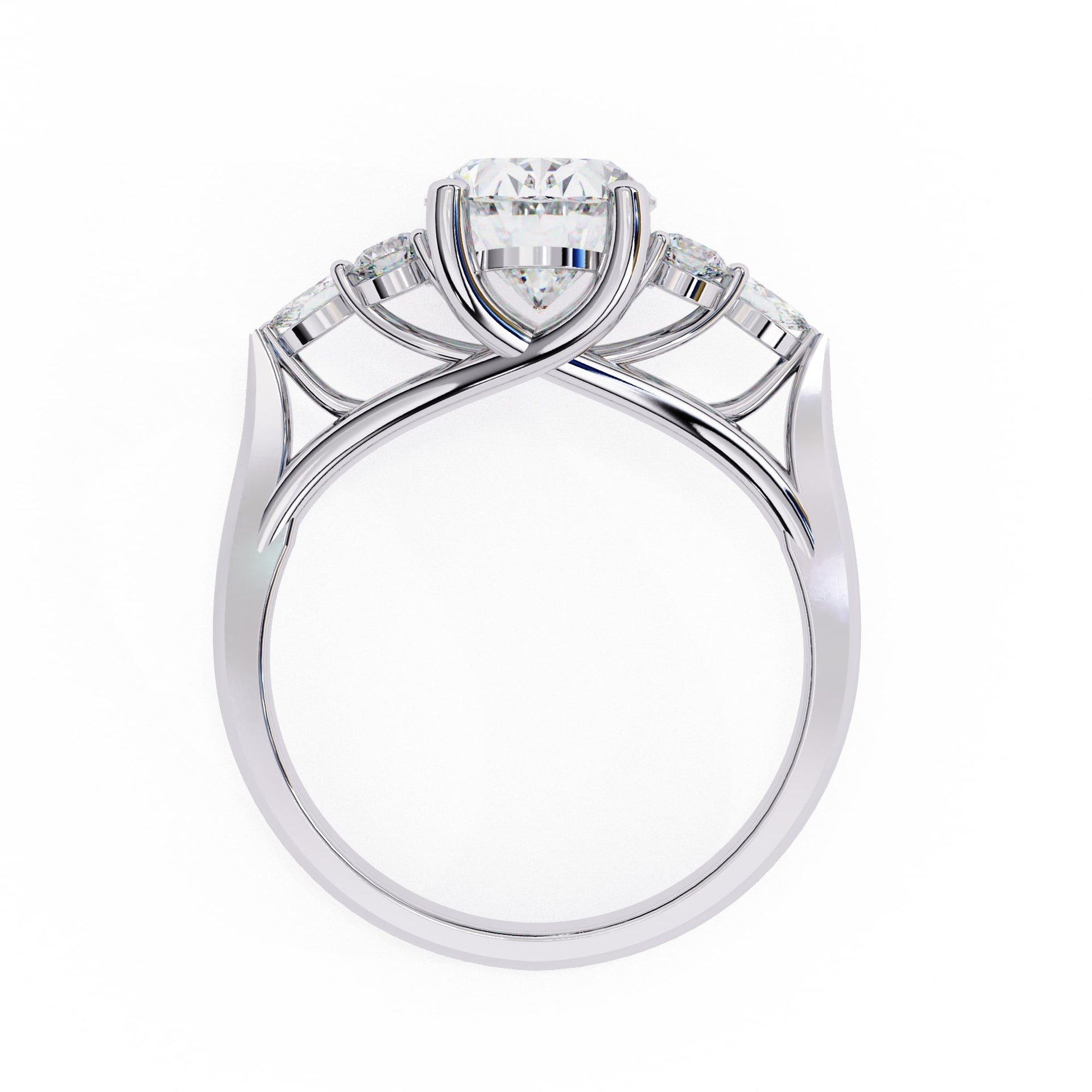 Diamond ring with a clear gemstone on a white background
