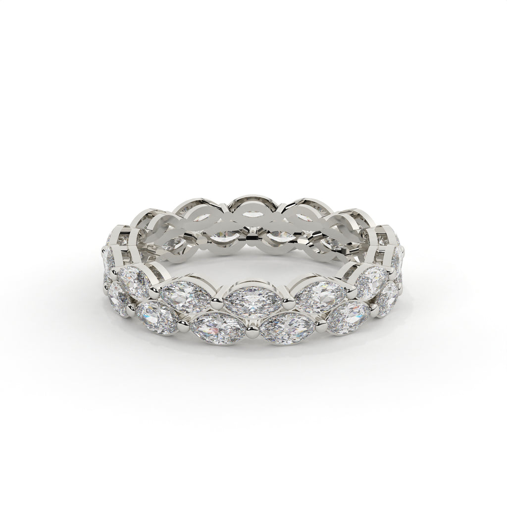Silver ring with gemstones on a white background