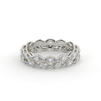 Silver ring with gemstones on a white background