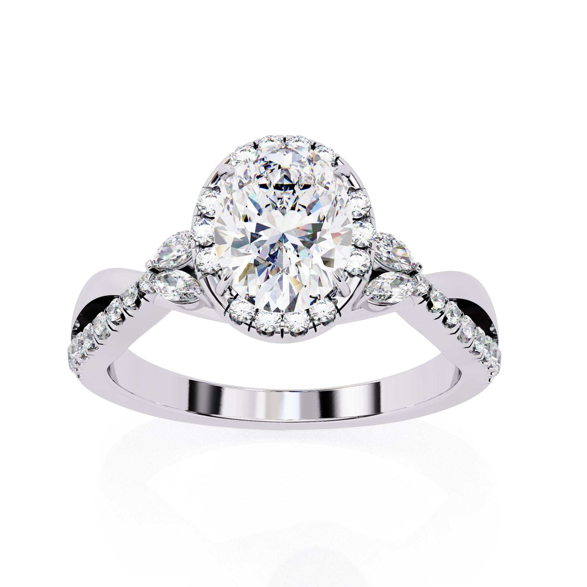 Diamond ring with a white background