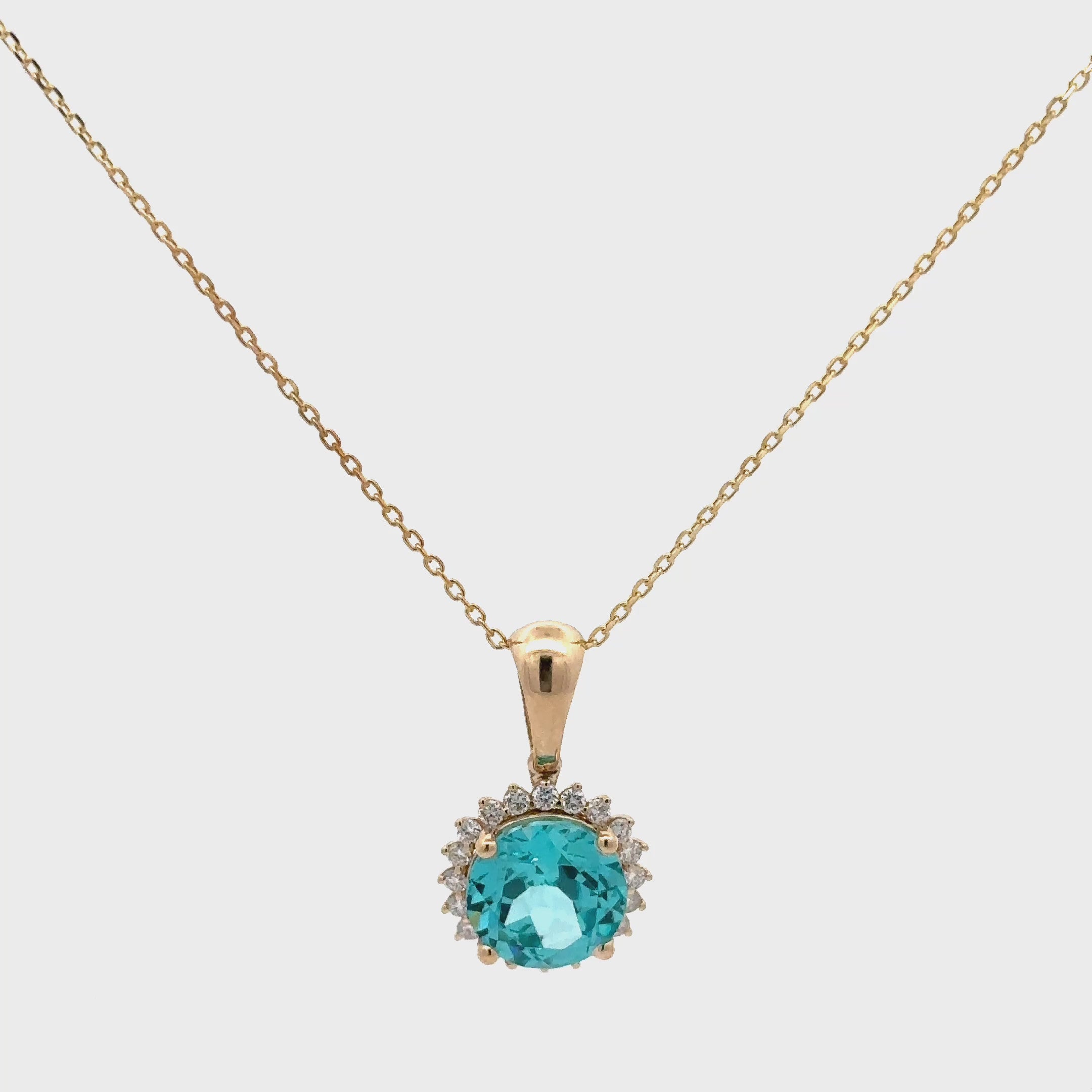 6.4 Carat Round Paraiba Tourmaline Birthstone Pendant Gifts For Her