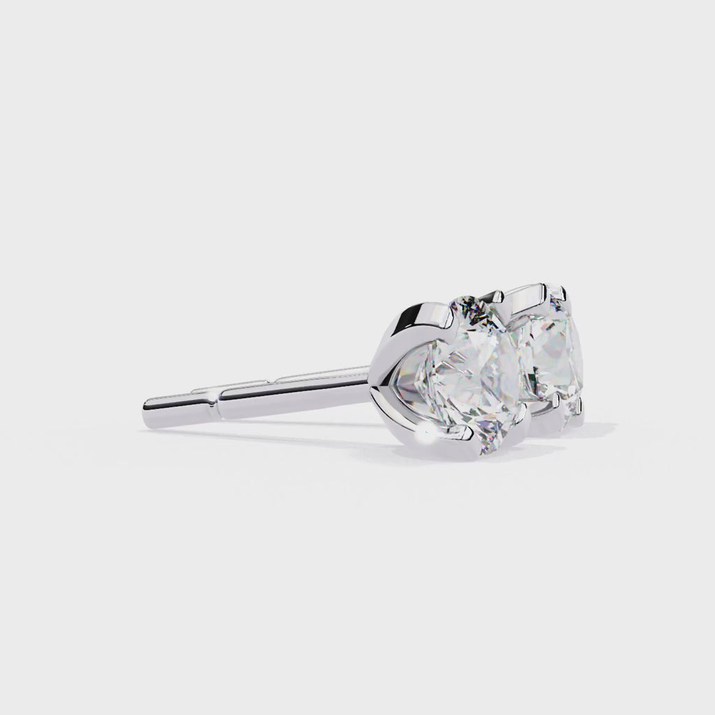 Round Brilliant Diamond Studs 4-Prong Basket Setting with double claw