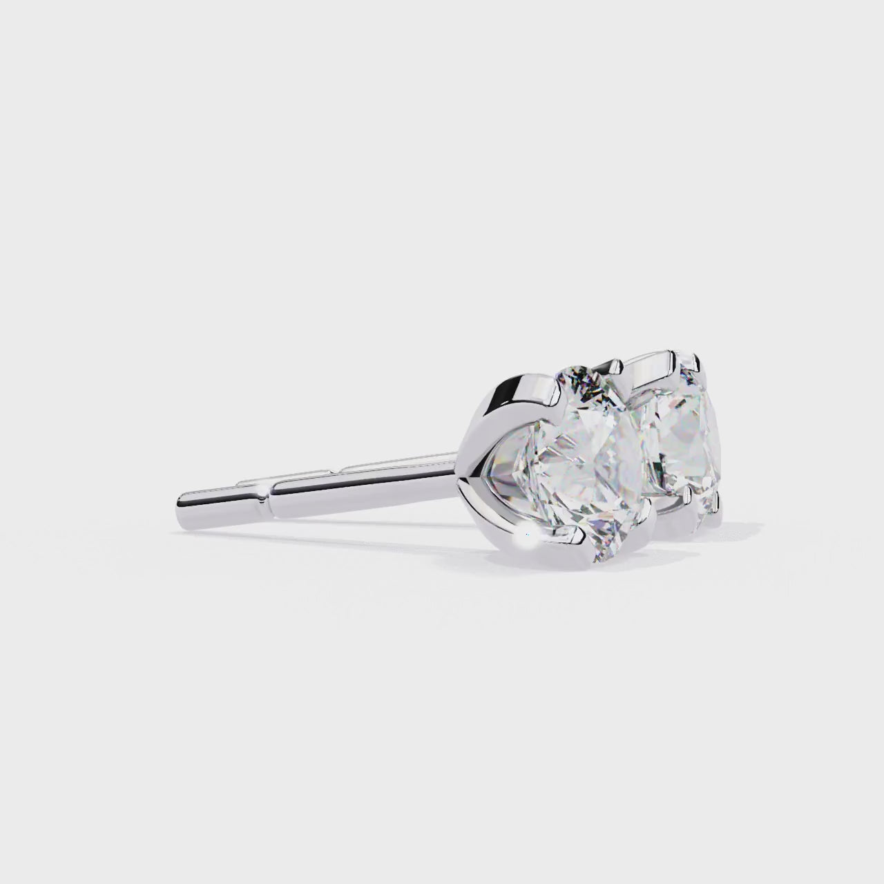 Round Brilliant Diamond Studs 4-Prong Basket Setting with double claw