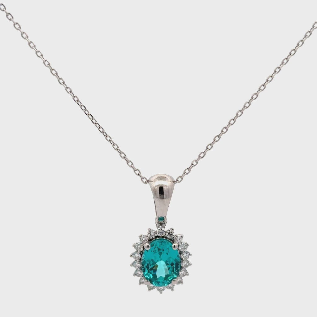 3.50 Carat Oval Tourmaline Birthstone White Gold Pendant