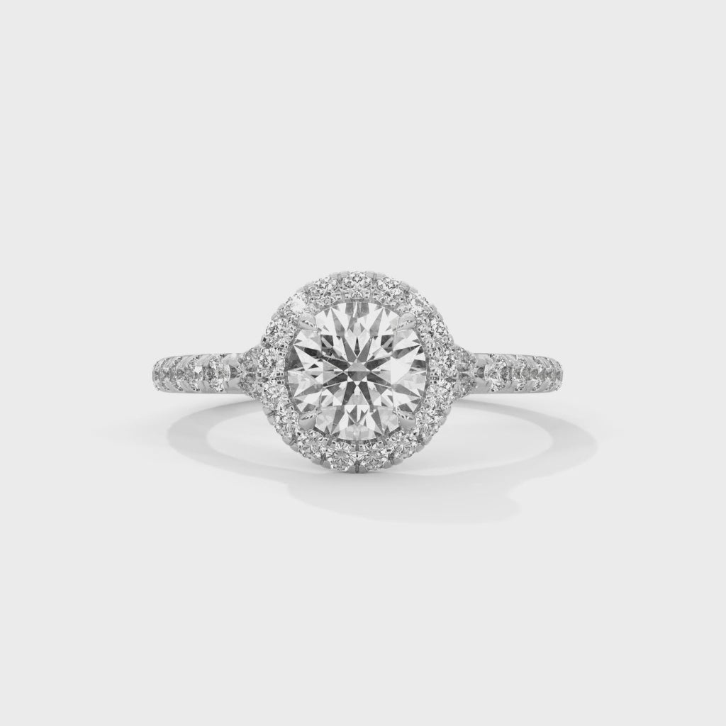 1 Carat Round Diamond Halo Solitaire Engagement Ring