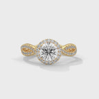 Twisted Shank Round Diamond Halo Engagement Ring