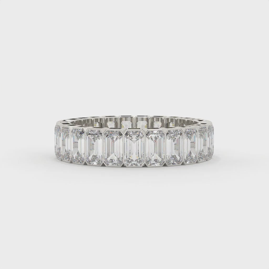 Emerald Lab Grown Diamond Bezel Set Eternity Ring