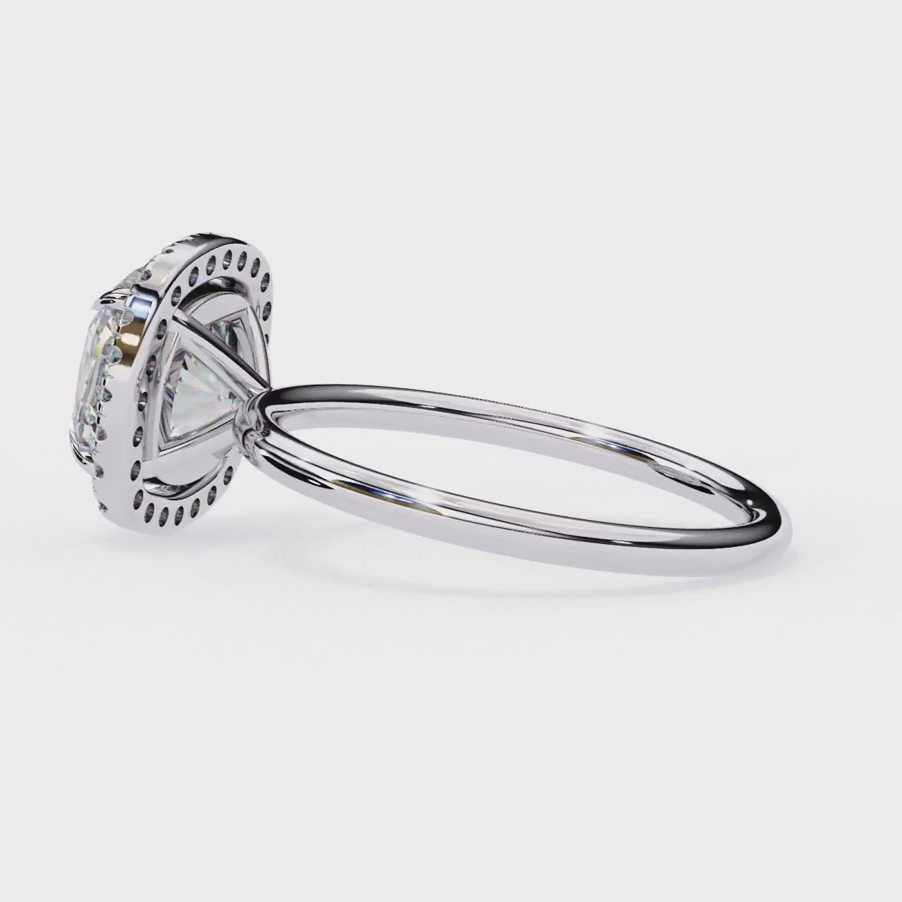 Cushion Cut Diamond Halo Engagement Ring