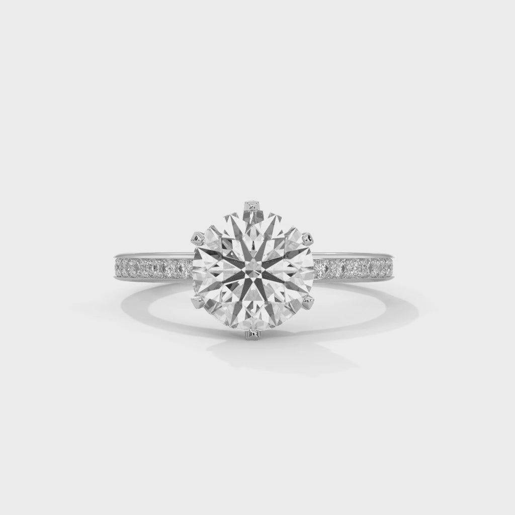 Round Lab Diamond Solitaire Ring With Accent