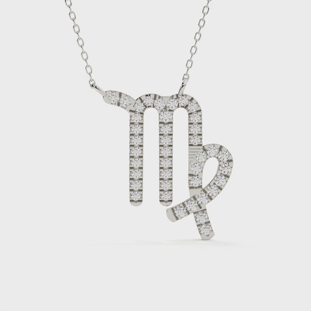 Round Cut Lab Diamond Virgo Zodiac Pendant