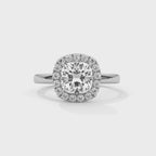 Cushion Cut Halo Diamond Solitaire Engagement Ring