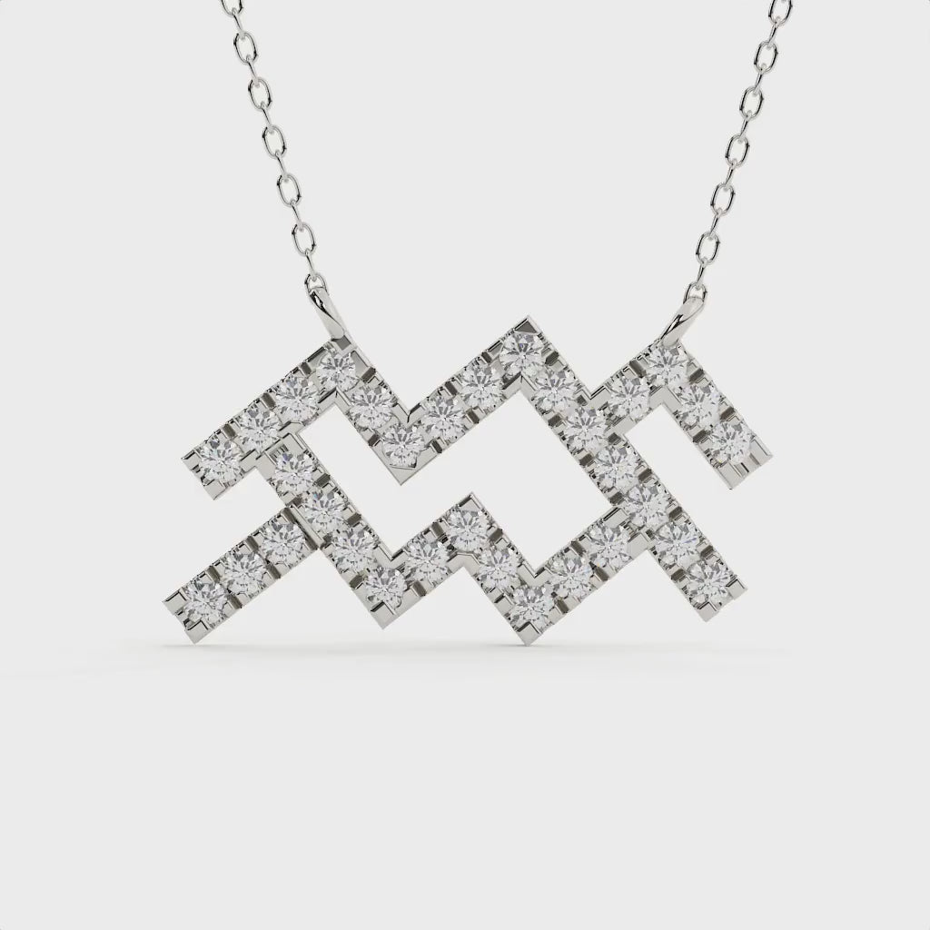 0.88 Carat Round Cut Lab Grown Diamond Aquarius Zodiac Pendant