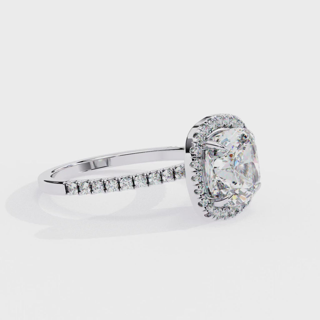 Cushion Halo Solitaire Diamond Engagement Ring