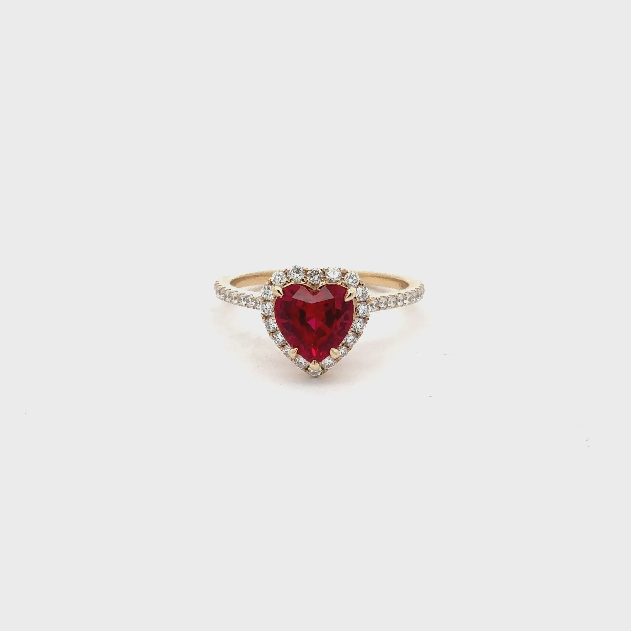 2 Carat Heart Ruby Promise Ring With Halo Setting