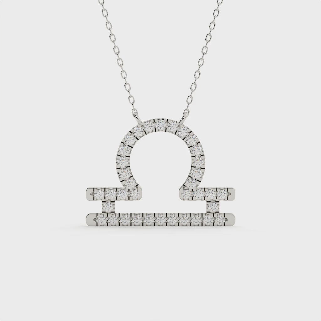 1 Carat Round Cut Diamond Libra Zodiac Sign Pendant