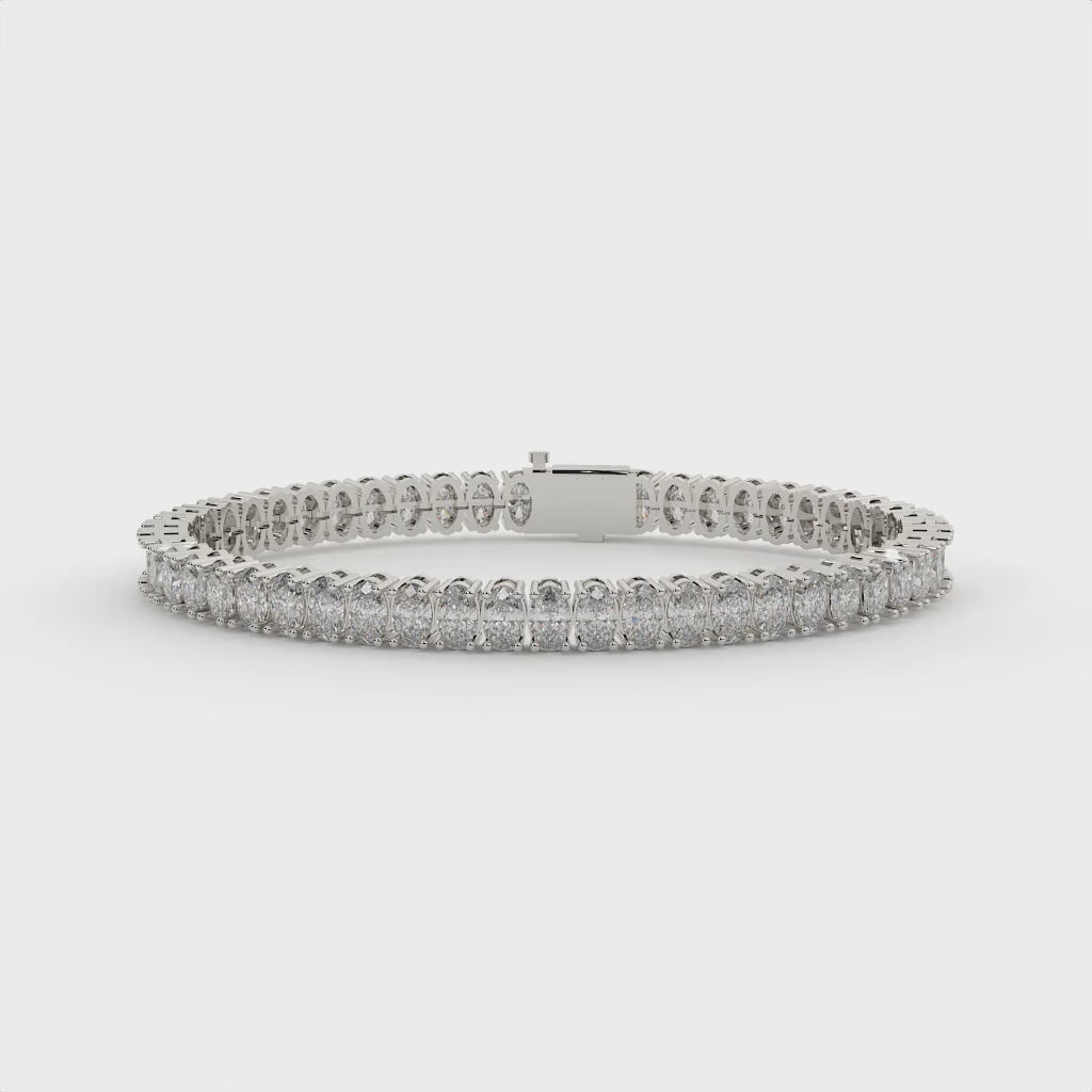 9.29 Carat Oval Cut Diamond 4 Prong Tennis Bracelet