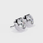 Round Bezel Stud Diamond Earrings