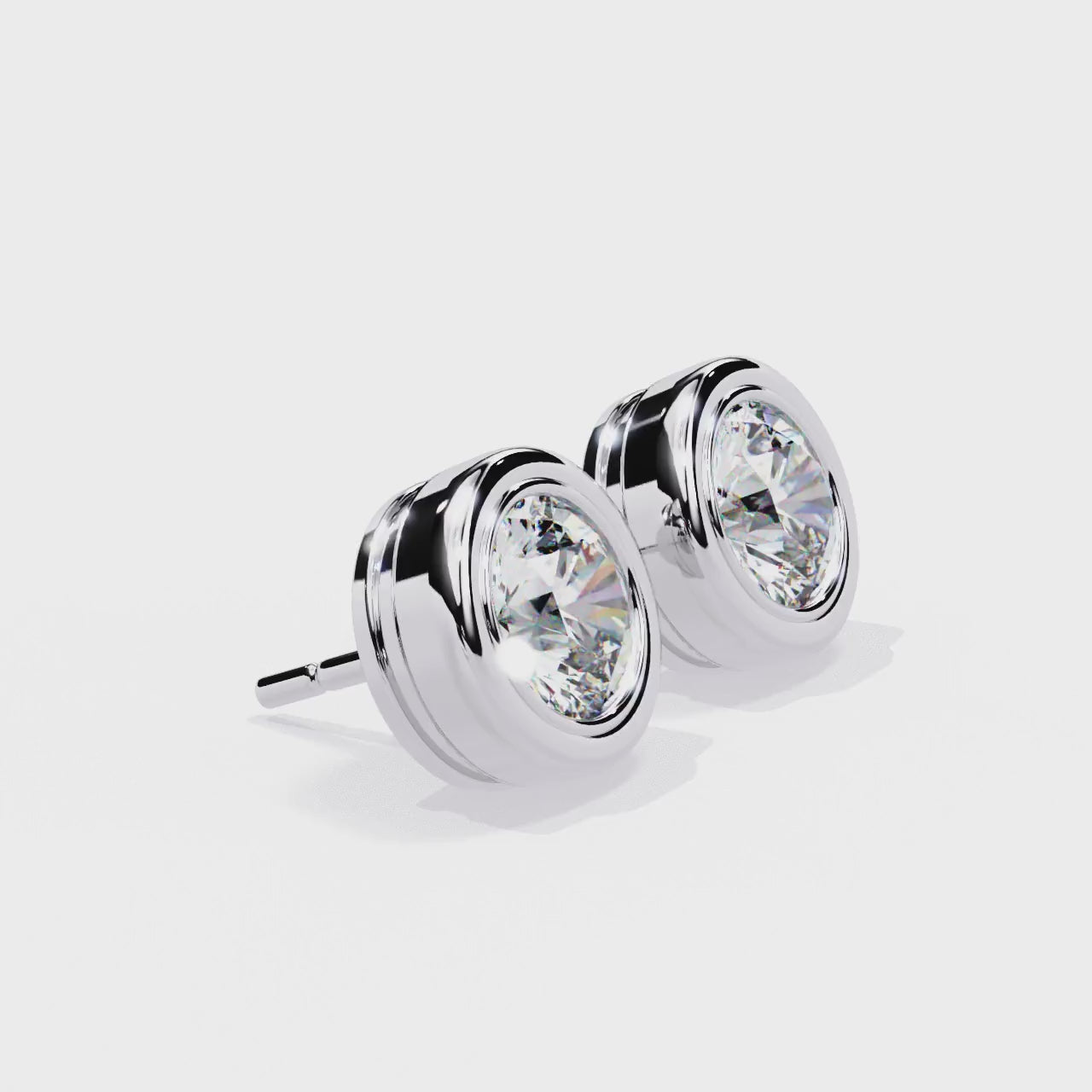 Round Lab Diamond Bezel Stud Diamond Earrings
