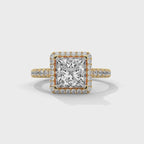 Solitaire Princess Diamond Ring With Halo Setting