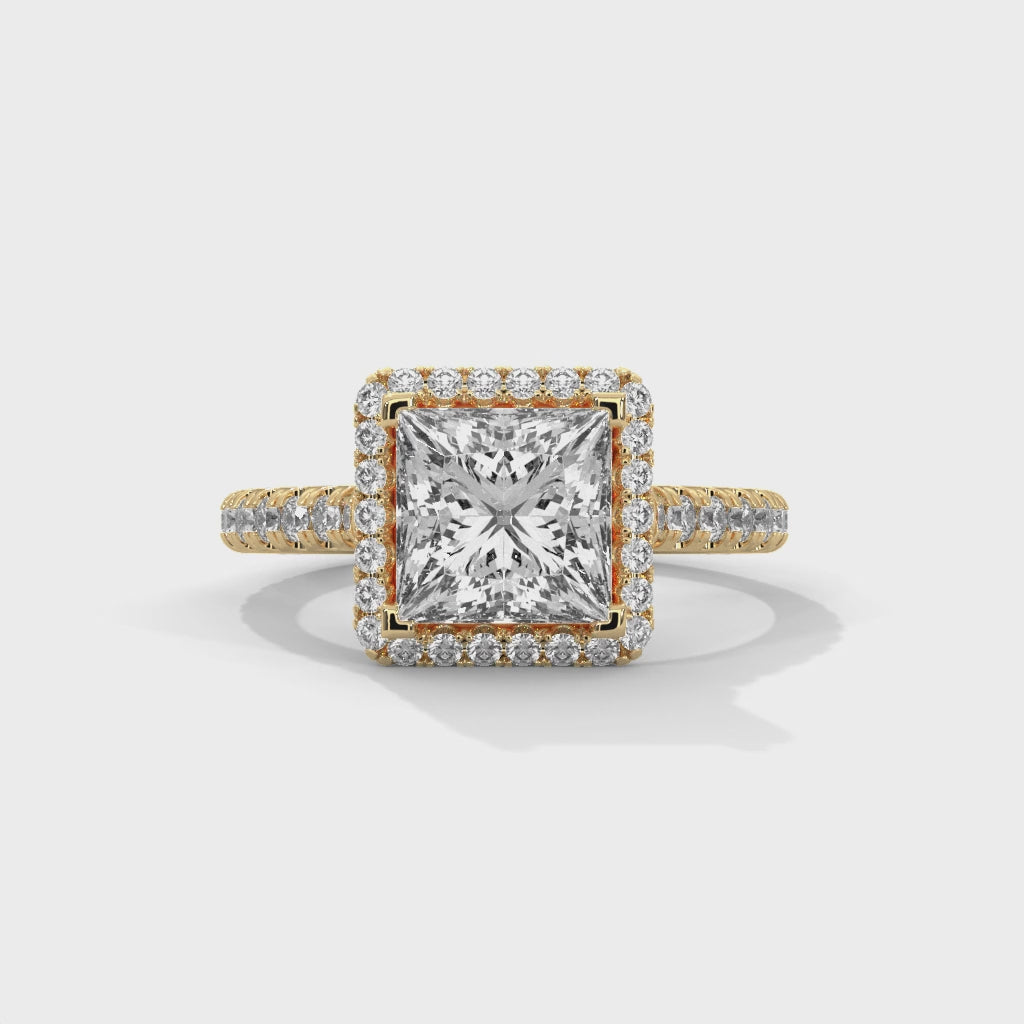 Solitaire Princess Diamond Ring With Halo Setting