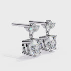Round And Marquise Cut Diamond Drop Earrings