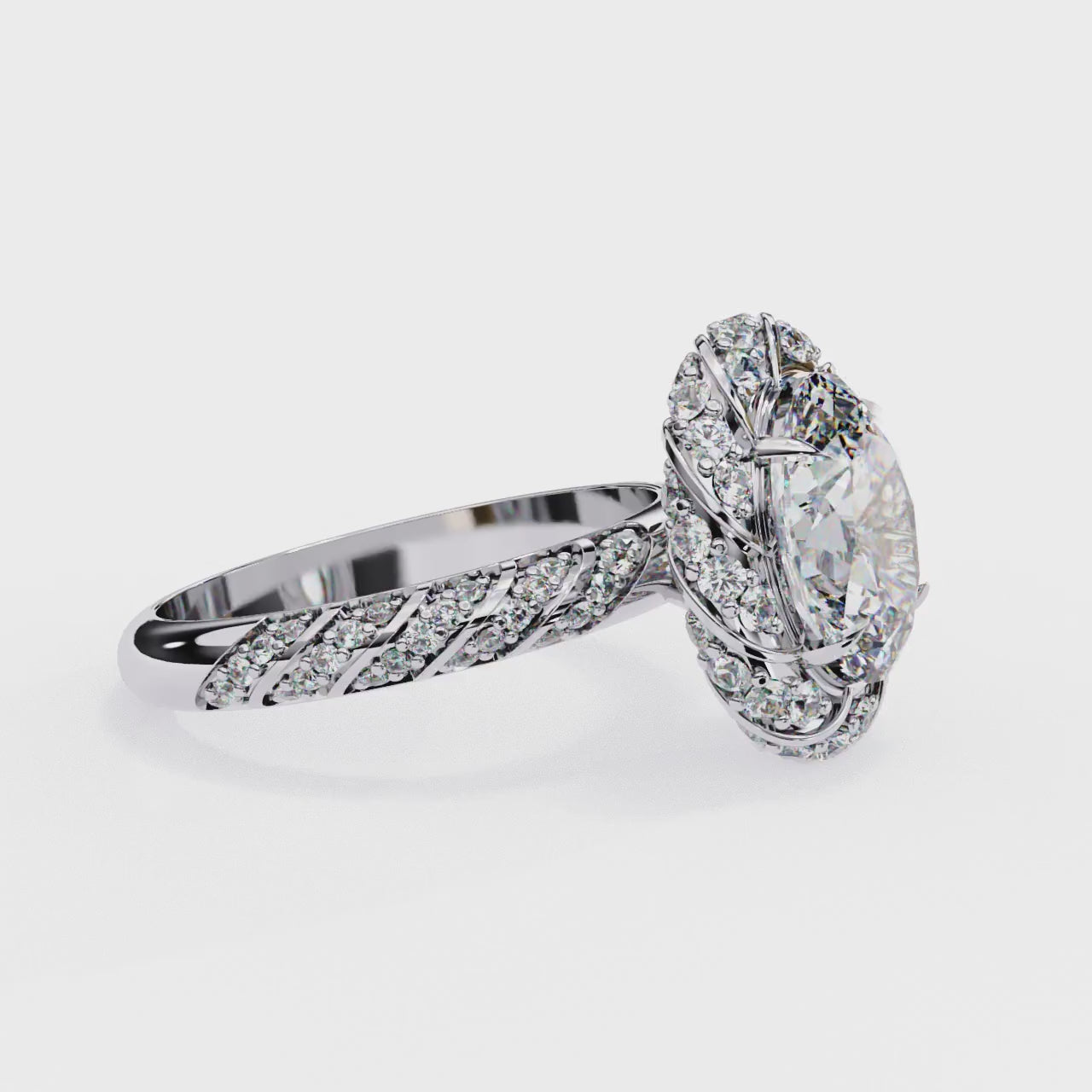 Vintage Style Oval Cut Diamond Engagement Ring