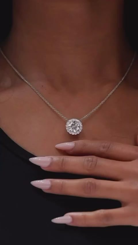 4 Carat Round Diamond Pendant in 14K White Gold