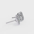 Radiant Diamond Stud Earrings Halo Style