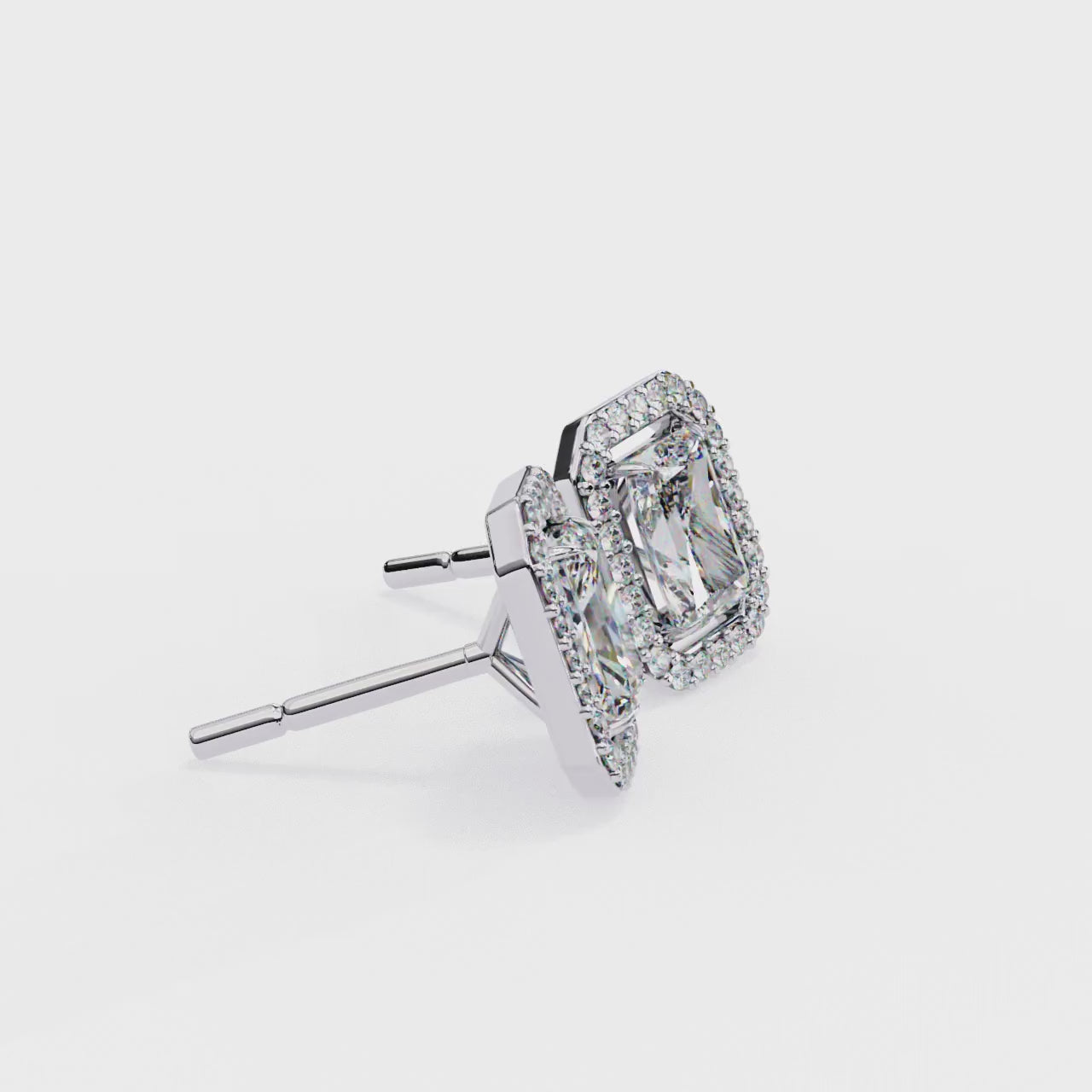 Radiant Lab Grown Diamond Halo Stud Earrings
