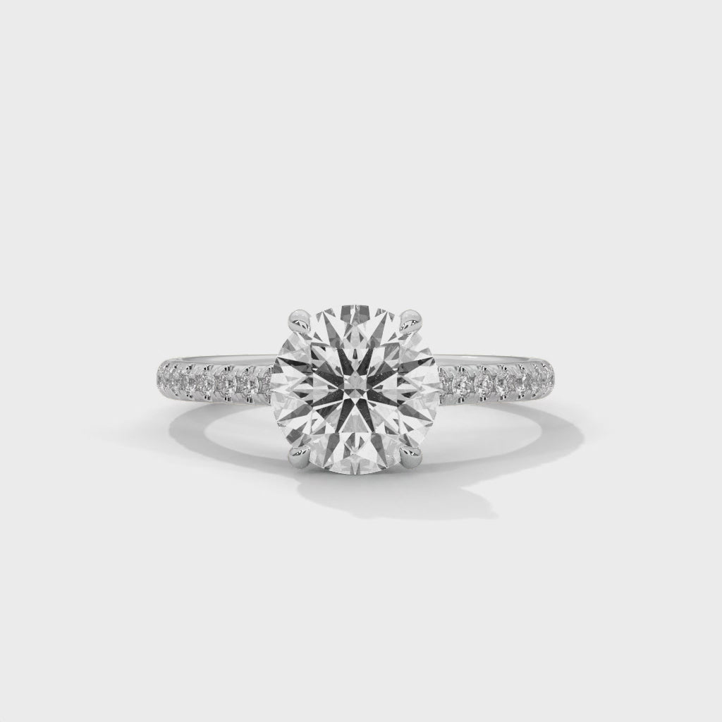 Lab Diamond Round Cut Solitaire Accent Ring