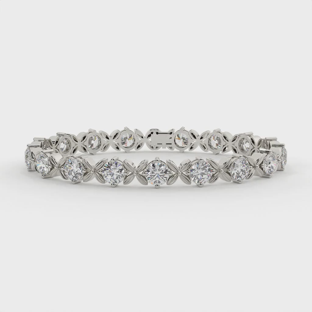 15.11 Carat Round Diamond Bracelet With Floral Design