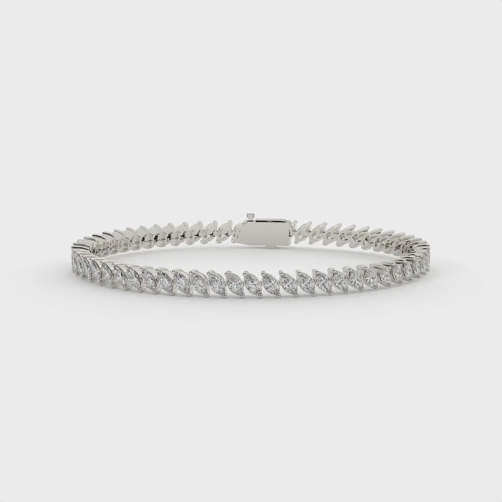 4.14 Carat Marquise Shape Lab Diamond Tennis Bracelet