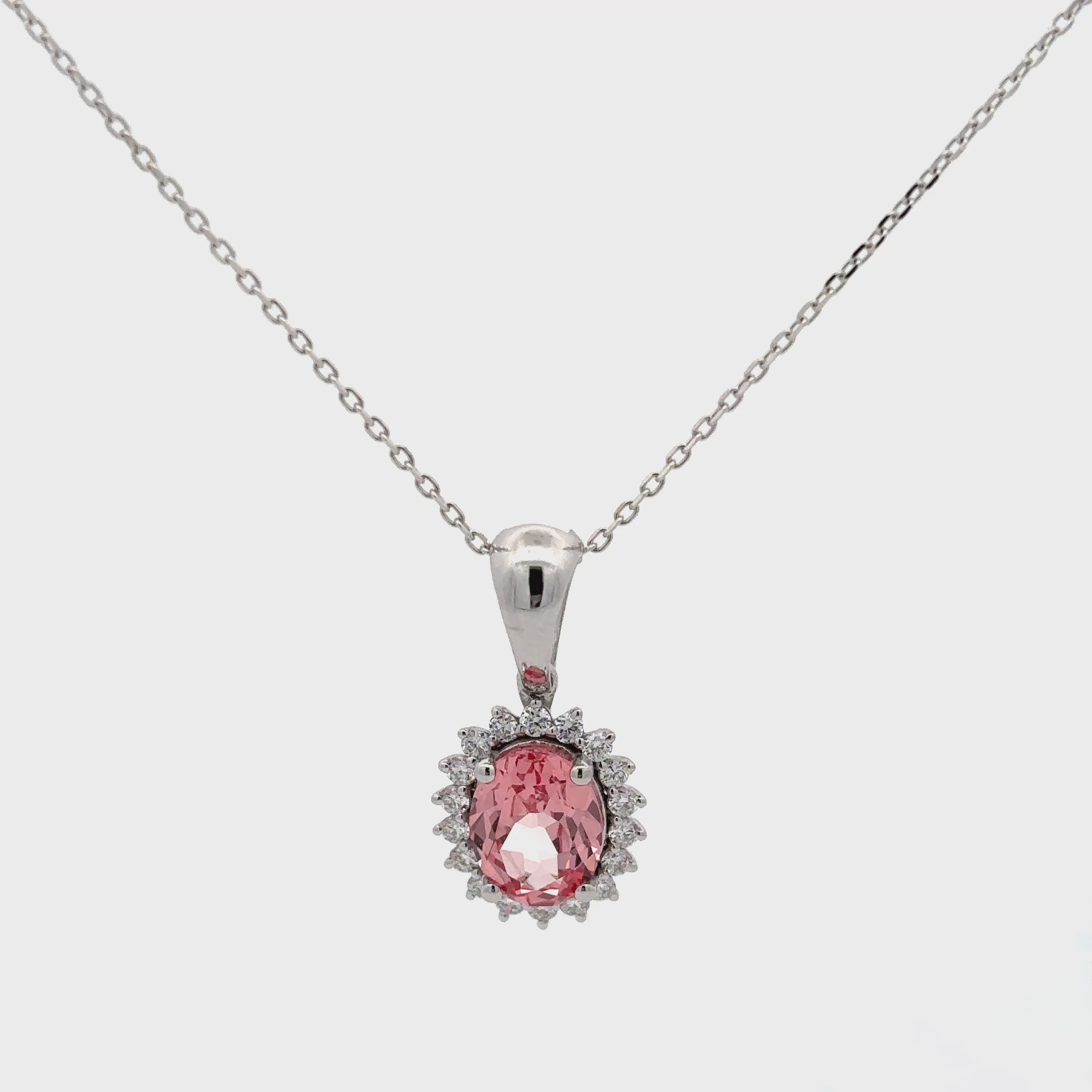 3 Carat Vintage Pink Morganite Stone Halo Pendant For Girls