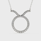 Round Cut Diamond Taurus Zodiac Pendant
