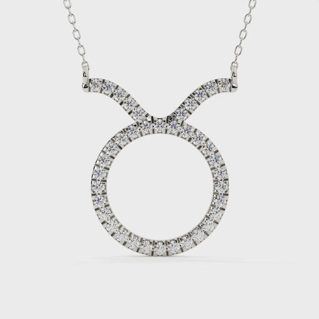 Round Cut Diamond Taurus Zodiac Pendant