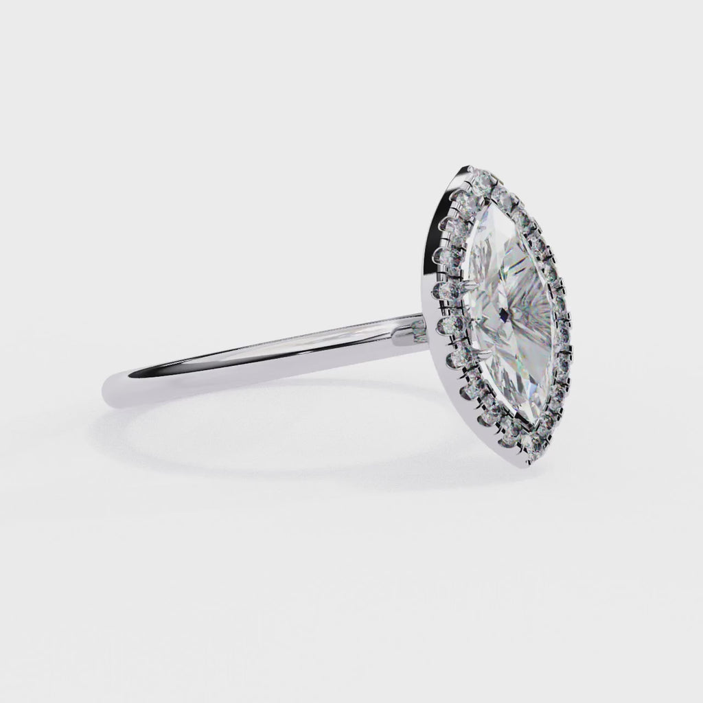 Marquise Cut Diamond Ring With Halo Setting
