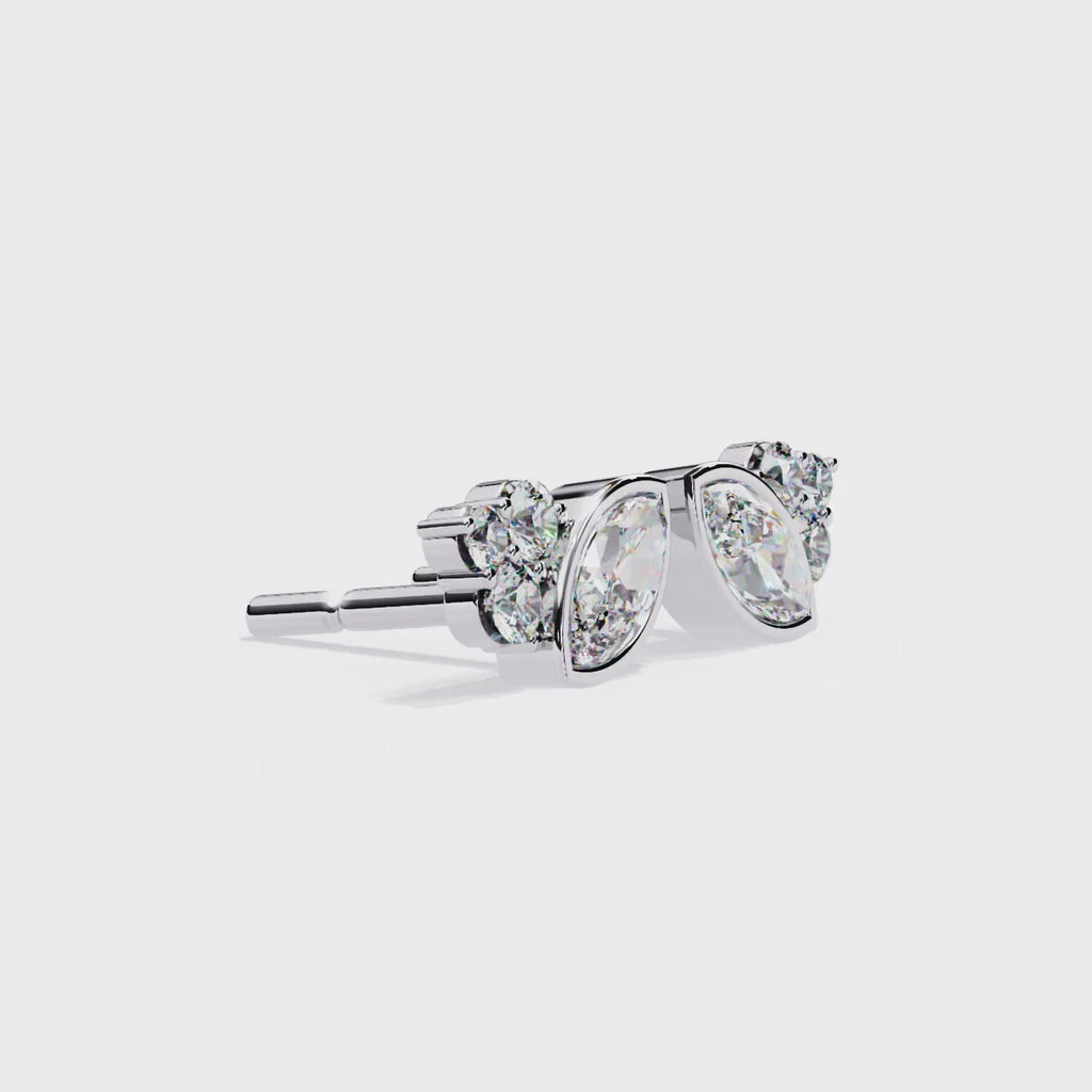 Classic Marquise Diamond Bezel Set Stud Earrings