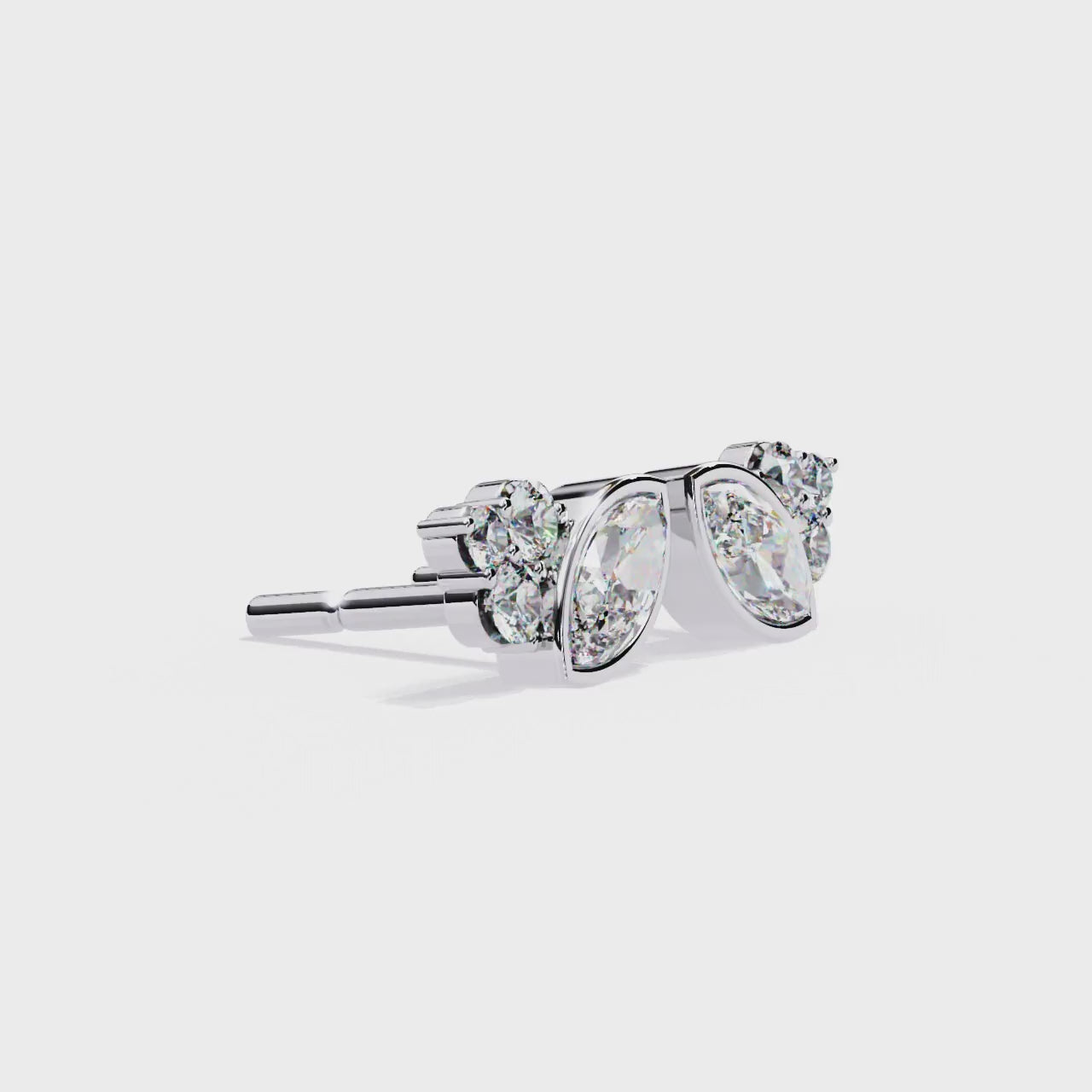 Classic Marquise Diamond Bezel Set Stud Earrings