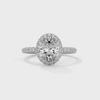 Oval Cut Lab Diamond Halo Solitaire Ring