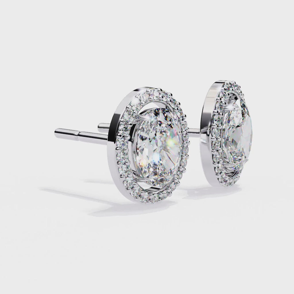Oval halo stud earrings