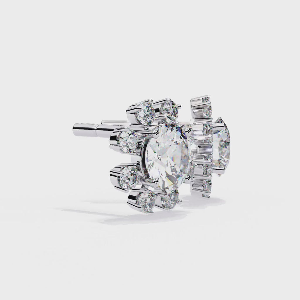 Unique Round Cut Lab Diamond Floral Stud Earrings
